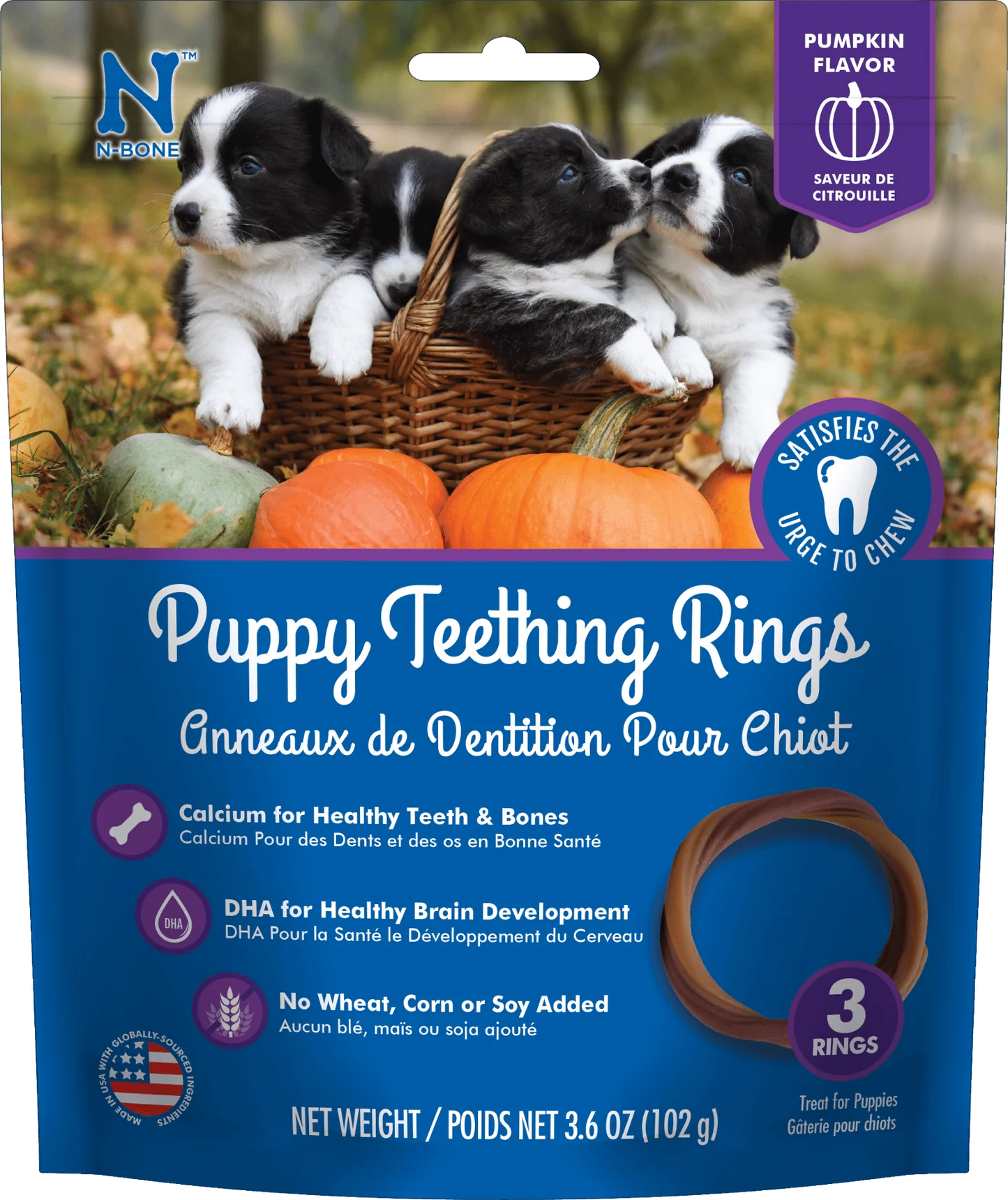 N-Bone Anneau dentaire pour chiot citrouille pqt 3