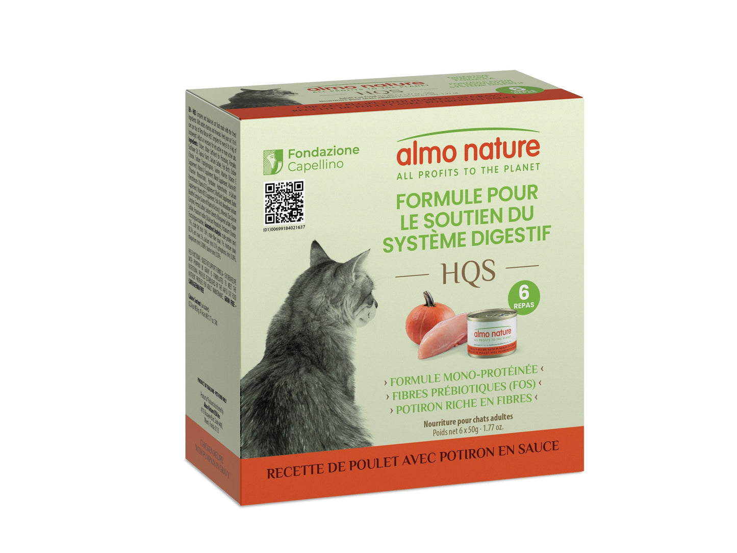 Almo Hqs Formule Chat Soutien Digestif Poulet & Potiron En Sauce 4 Boîtes