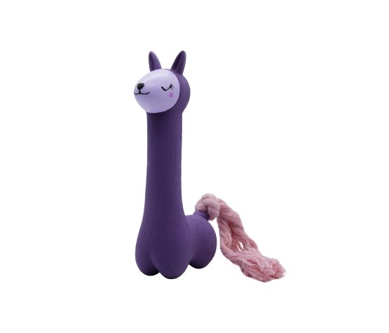 Bud'z Jouet En Latex Avec "squeaker" Pour Chien - Lama Mauve à Queue Rose 18cm