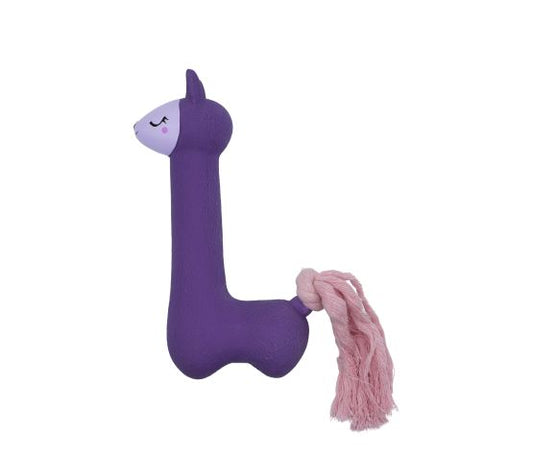 Bud'z Jouet En Latex Avec "squeaker" Pour Chien - Lama Mauve à Queue Rose 18cm - Sabots et Museaux