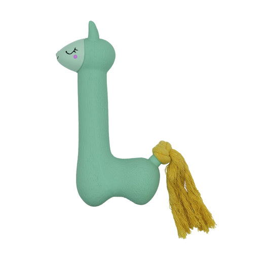 Bud'z Jouet En Latex Avec "squeaker" Pour Chien - Lama Turquoise à Queue Jaune 18cm - Sabots et Museaux