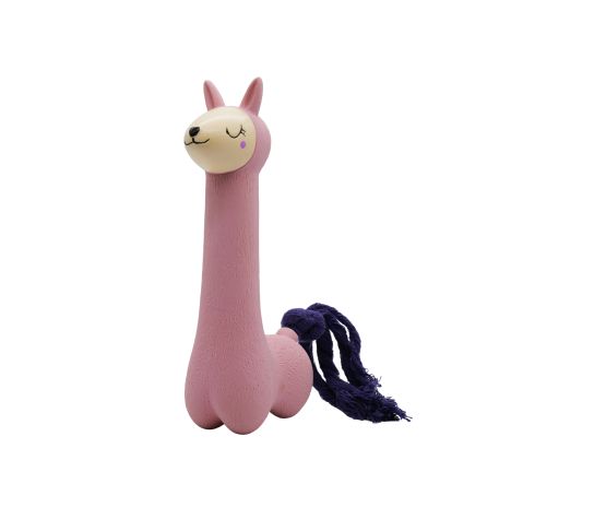 Bud'z Jouet En Latex Avec "squeaker" Pour Chien - Lama Rose à Queue Mauve 18cm