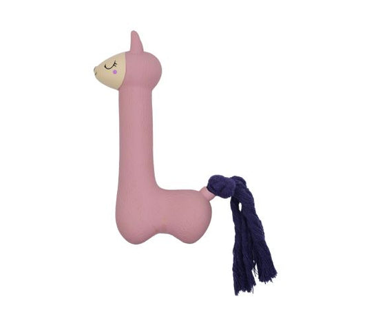 Bud'z Jouet En Latex Avec "squeaker" Pour Chien - Lama Rose à Queue Mauve 18cm - Sabots et Museaux