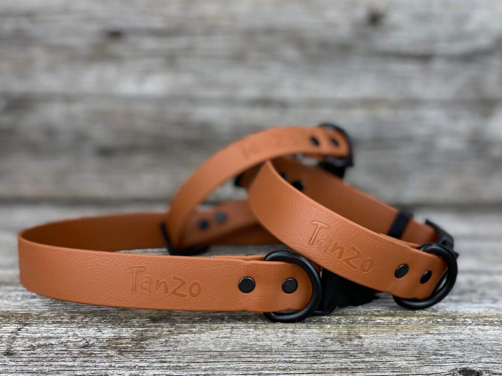 Tanzo Collier Biothane Caramel Petit 9,5 à 13 pouces