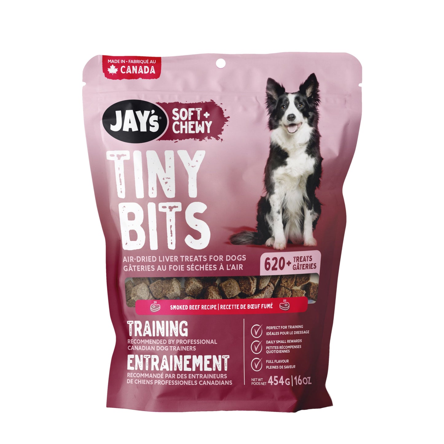 Jay's Tiny Bits, Gâteries D'entraînement Pour Chien, Boeuf Fumé 454gr