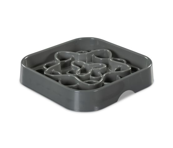 Messy Mutts Bol Ralentisseur Carré Pour Chien Gris