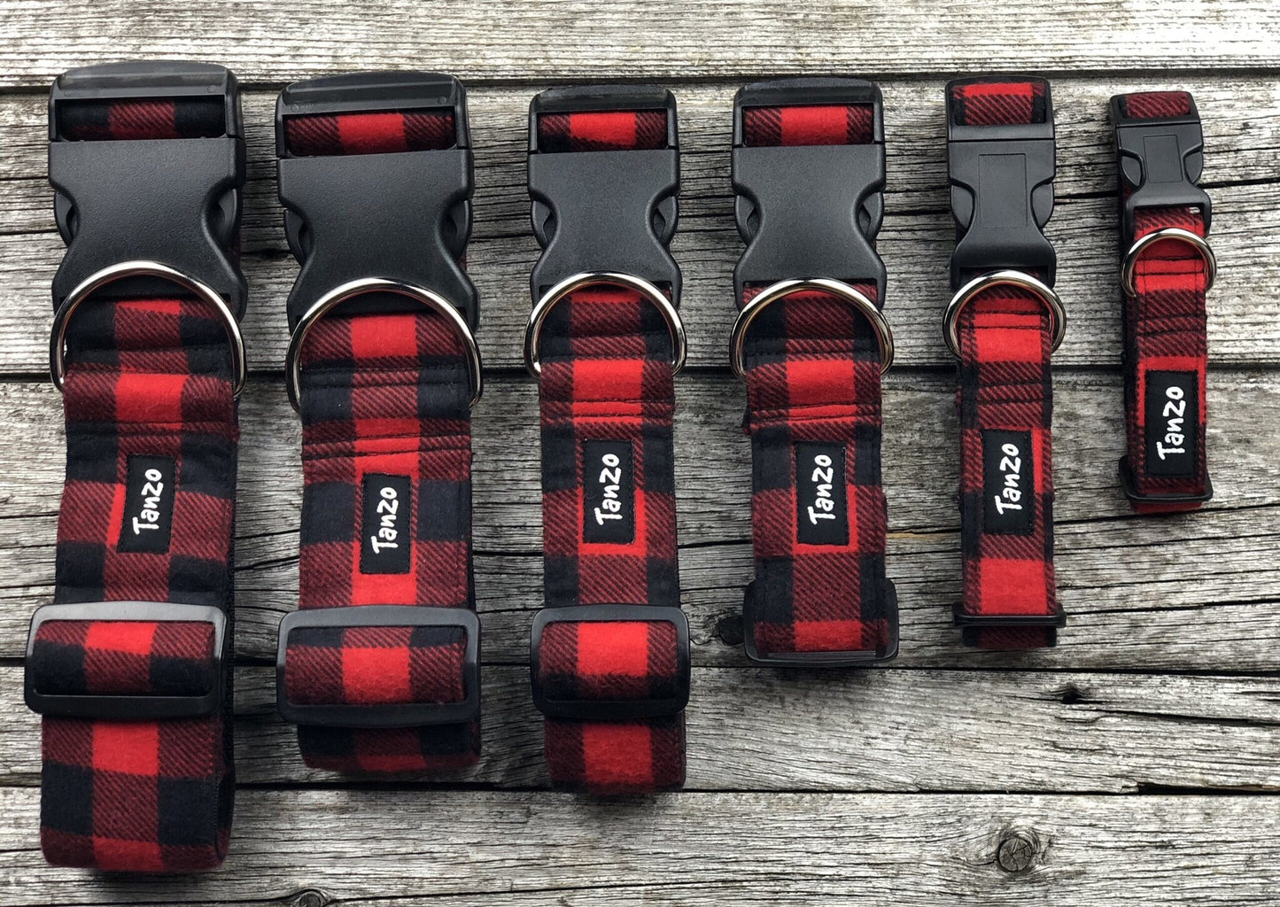Tanzo Collier Carreaux rouges & noirs Moyen 1 1/2 (11,5à17 pouces)
