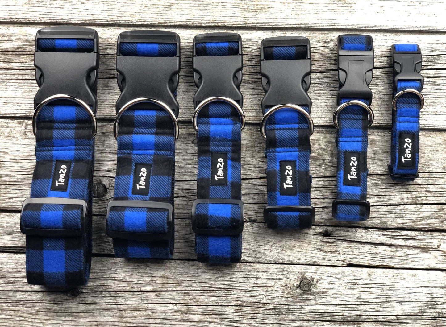 Tanzo Collier Carreaux bleu & noirs Petit 3/4 (9à13pouces)