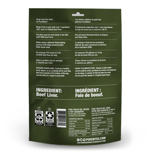 Pure Bites pure foie de boeuf 57g