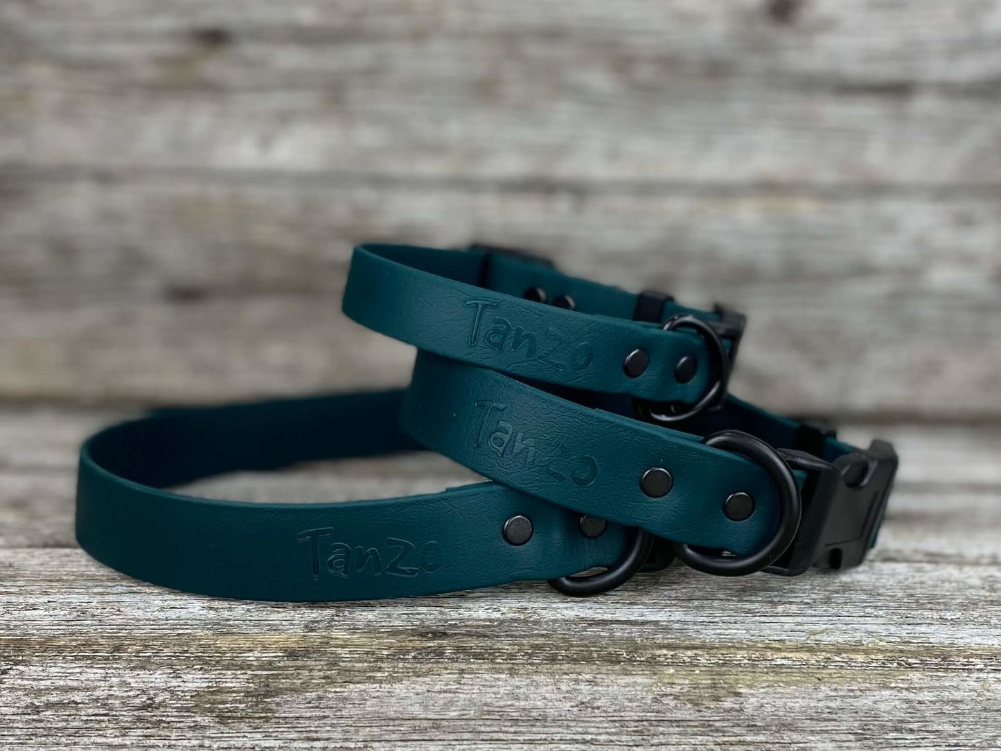 Tanzo Collier Biothane Vert chasseur Très grand 17,5 à 28 pouces