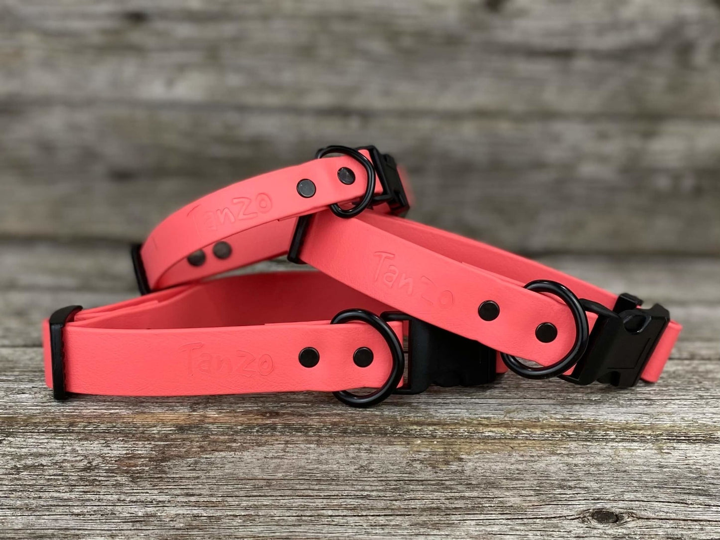 Tanzo Collier Biothane Corail Grand 15 à 23 pouces