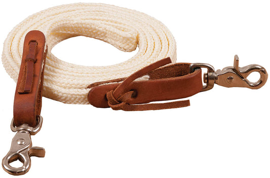 Mustang Rênes de roping polyesther blanc 7"