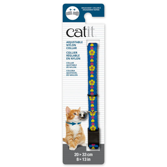 Catit Collier Nylon bleu/fleurs 20-33cm