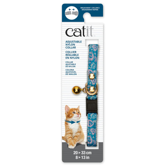 Catit Collier Nylon oeillet/bleu/coeurs 20-33cm