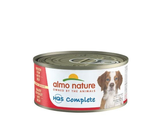 Almo HQS complete chien Ragout de poulet avec boeuf & carottes 156 gr - Sabots et Museaux