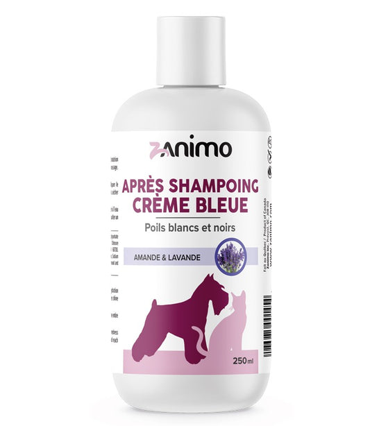 Zanimo Après-shampoing Bleu, Pour Poils Blancs Et Noirs Amande & Lavande 250ml