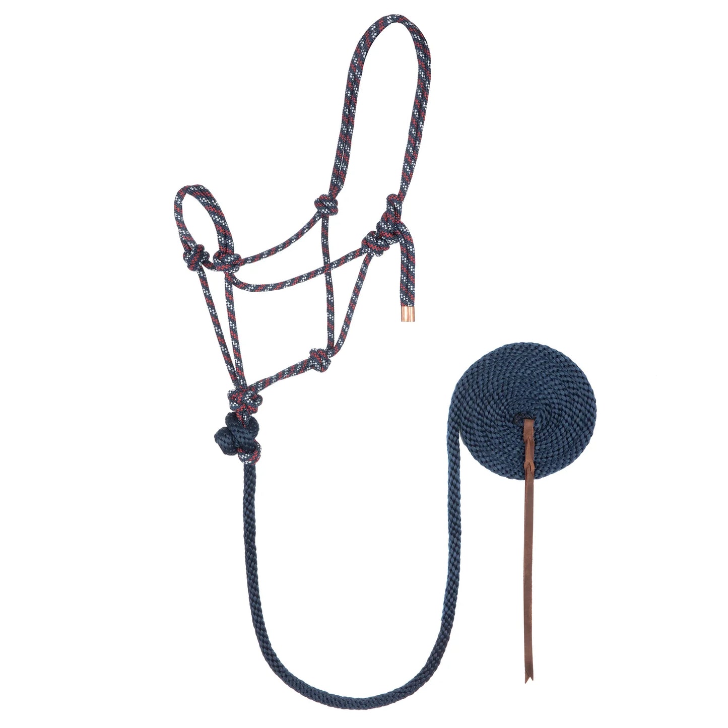 Weaver Licou en corde avec laisse Navy/Rouge foncé/Blanc
