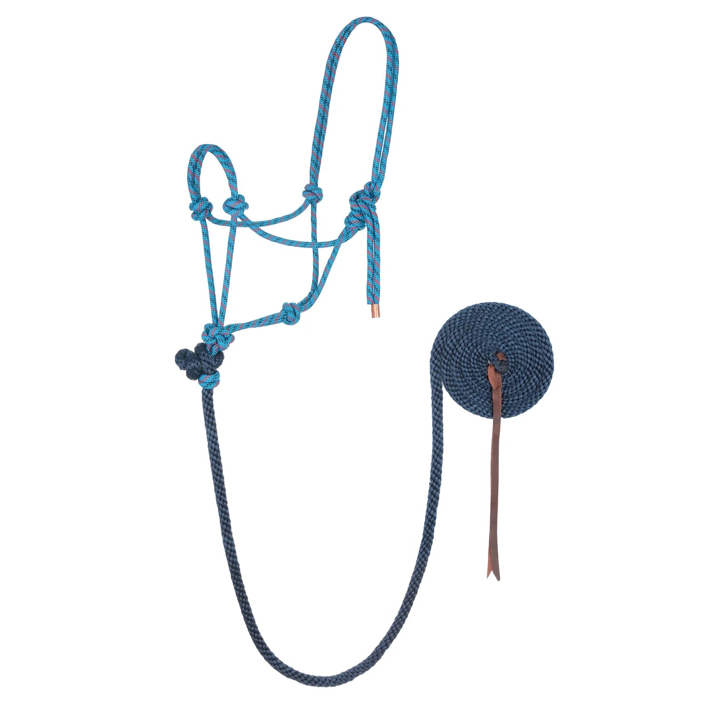 Weaver Licou en corde avec laisse Bleu ouragan/Rouge/Navy