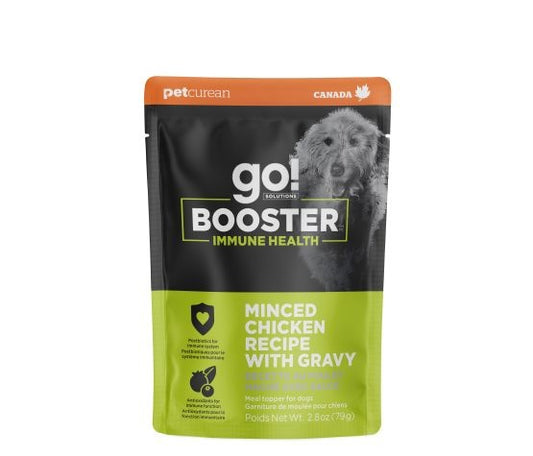 Go Booster pour chien système immunitaire poulet haché avec sauce 79 g