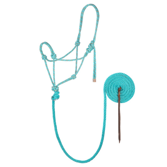Weaver Licou en corde avec laisse Turquoise/Gris/Orange