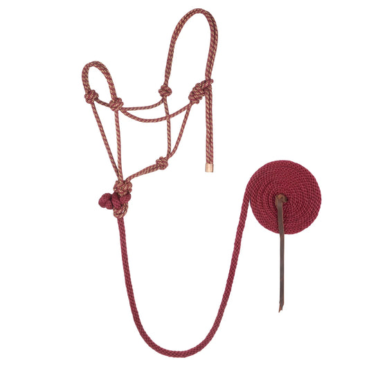 Weaver Licou en corde avec laisse Sangria/Or